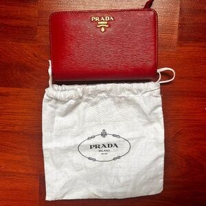 Prada red leather wallet